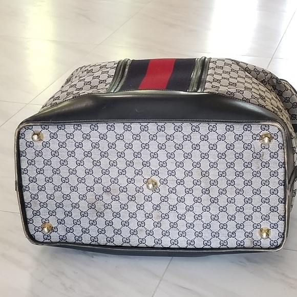 Fabulous Rare Vintage Gucci web travel weekender Boston Train Case luggage bag - Picture 12 of 16